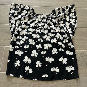 Ann Taylor Black and White Floral Blouse
